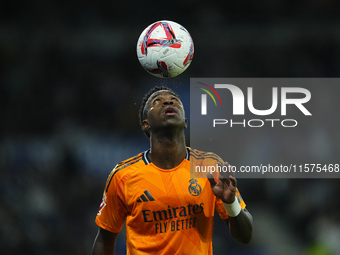 Vinicius Junior left winger of Real Madrid and Brazil during the La Liga match between Real Sociedad de Futbol and Real Madrid CF at Reale A...