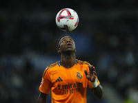 Vinicius Junior left winger of Real Madrid and Brazil during the La Liga match between Real Sociedad de Futbol and Real Madrid CF at Reale A...