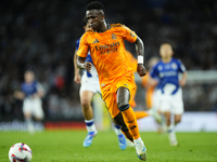 Vinicius Junior left winger of Real Madrid and Brazil in action during the La Liga match between Real Sociedad de Futbol and Real Madrid CF...