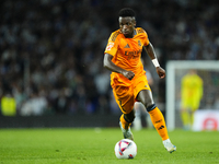 Vinicius Junior left winger of Real Madrid and Brazil in action during the La Liga match between Real Sociedad de Futbol and Real Madrid CF...