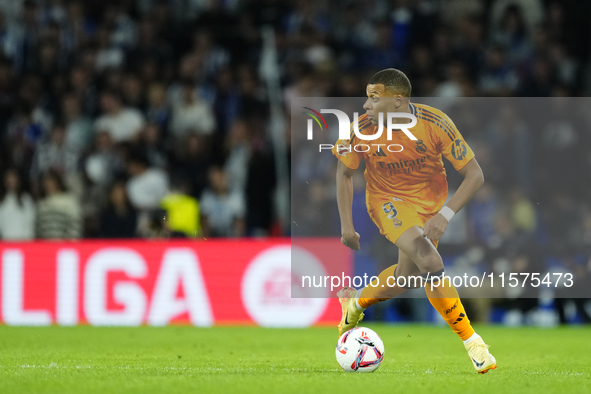 Kylian Mbappe centre-forward of Real Madrid and France during the La Liga match between Real Sociedad de Futbol and Real Madrid CF at Reale...