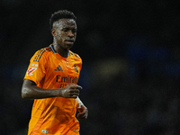 Vinicius Junior left winger of Real Madrid and Brazil during the La Liga match between Real Sociedad de Futbol and Real Madrid CF at Reale A...