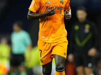 Vinicius Junior left winger of Real Madrid and Brazil during the La Liga match between Real Sociedad de Futbol and Real Madrid CF at Reale A...