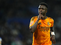 Vinicius Junior left winger of Real Madrid and Brazil celebrates after scoring his sides first goal during the La Liga match between Real So...