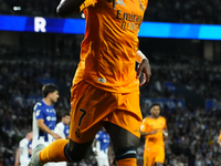 Vinicius Junior left winger of Real Madrid and Brazil celebrates after scoring his sides first goal during the La Liga match between Real So...