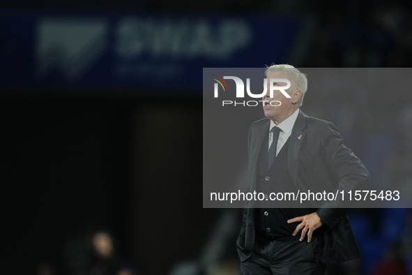 Carlo Ancelotti head coach of Real Madrid during the La Liga match between Real Sociedad de Futbol and Real Madrid CF at Reale Arena on Sept...