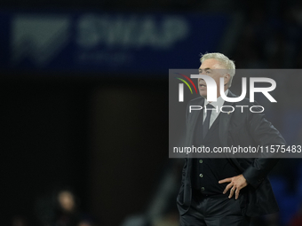 Carlo Ancelotti head coach of Real Madrid during the La Liga match between Real Sociedad de Futbol and Real Madrid CF at Reale Arena on Sept...