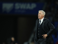 Carlo Ancelotti head coach of Real Madrid during the La Liga match between Real Sociedad de Futbol and Real Madrid CF at Reale Arena on Sept...