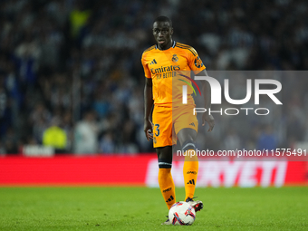 Ferland Mendy left-back of Real Madrid and France during the La Liga match between Real Sociedad de Futbol and Real Madrid CF at Reale Arena...