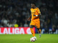 Vinicius Junior left winger of Real Madrid and Brazil controls the ball during the La Liga match between Real Sociedad de Futbol and Real Ma...