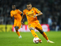 Kylian Mbappe centre-forward of Real Madrid and France in action during the La Liga match between Real Sociedad de Futbol and Real Madrid CF...