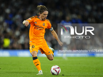 Luka Modric central midfield of Real Madrid and Croatia during the La Liga match between Real Sociedad de Futbol and Real Madrid CF at Reale...