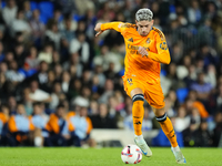 Federico Valverde central midfield of Real Madrid and Uruguay in action during the La Liga match between Real Sociedad de Futbol and Real Ma...