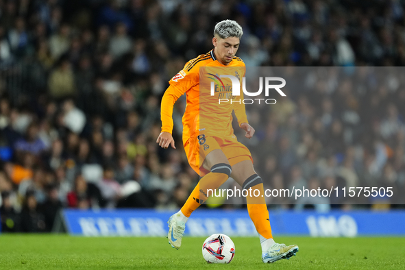 Federico Valverde central midfield of Real Madrid and Uruguay during the La Liga match between Real Sociedad de Futbol and Real Madrid CF at...