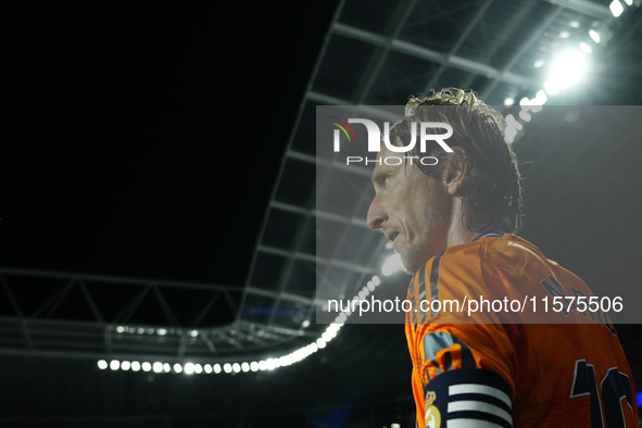 Luka Modric central midfield of Real Madrid and Croatia during the La Liga match between Real Sociedad de Futbol and Real Madrid CF at Reale...