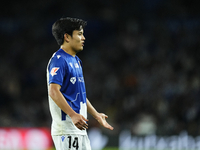 Takefusa Kubo right winger of Real Sociedad and Japan during the La Liga match between Real Sociedad de Futbol and Real Madrid CF at Reale A...