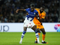 Umar Sadiq centre-forward of Real Sociedad and Nigeria and Antonio Rudiger centre-back of Real Madrid and Germany compete for the ball durin...