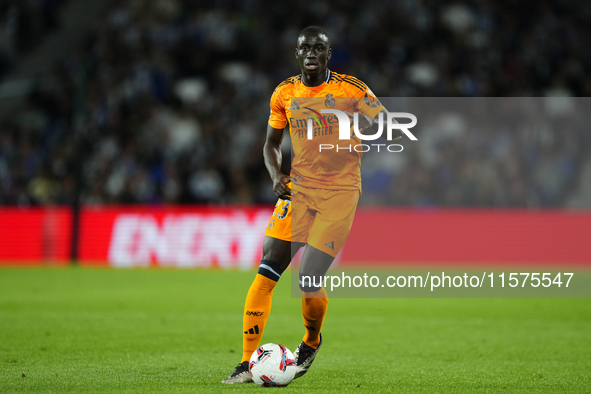 Ferland Mendy left-back of Real Madrid and France during the La Liga match between Real Sociedad de Futbol and Real Madrid CF at Reale Arena...