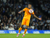 Eder Militao centre-back of Real Madrid and Brazil controls the ball during the La Liga match between Real Sociedad de Futbol and Real Madri...