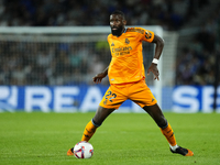 Antonio Rudiger centre-back of Real Madrid and Germany controls the ball during the La Liga match between Real Sociedad de Futbol and Real M...