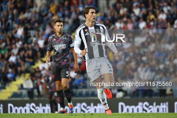 Dusan Vlahovic of Juventus FC during the Serie A match between Empoli FC and Juventus FC in Empoli, Italy, on September 14, 2024, at the sta...