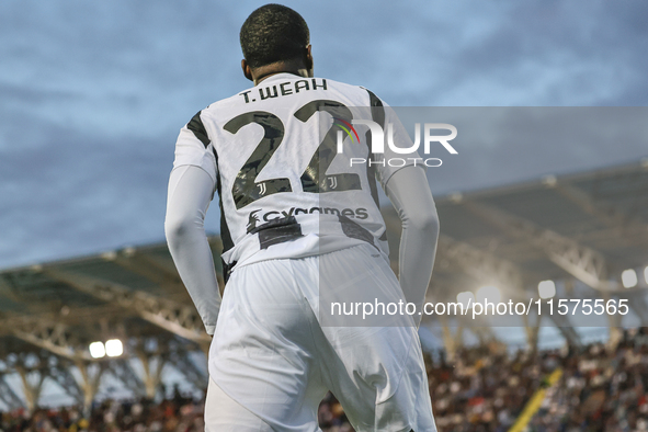 Timothy Weah of Juventus FC during the Serie A match between Empoli FC and Juventus FC in Empoli, Italy, on September 14, 2024, at the stadi...