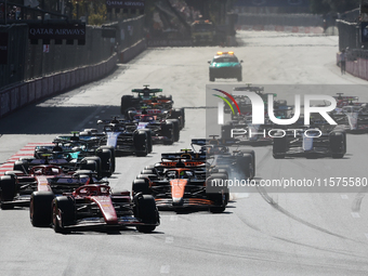 Start of the Formula 1 Grand Prix of Azerbaijan at Baku City Circuit in Baku, Azerbaijan on September 15, 2024. (