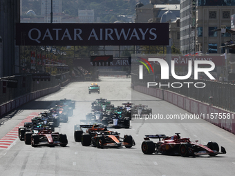 Start of the Formula 1 Grand Prix of Azerbaijan at Baku City Circuit in Baku, Azerbaijan on September 15, 2024. (