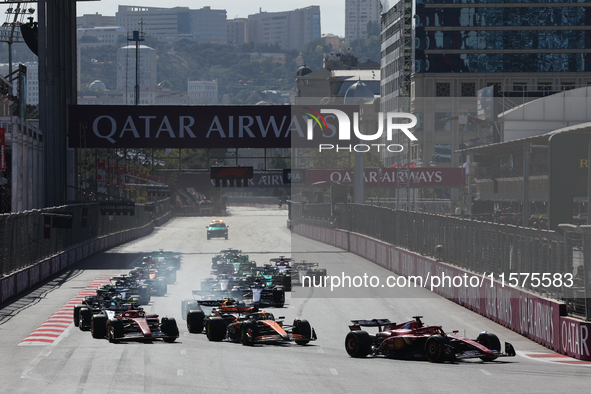 Start of the Formula 1 Grand Prix of Azerbaijan at Baku City Circuit in Baku, Azerbaijan on September 15, 2024. 