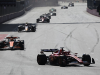 Charles Leclerc of Ferrari, Lando Norris of McLaren and Sergio Perez of Red Bull Racing during the Formula 1 Grand Prix of Azerbaijan at Bak...