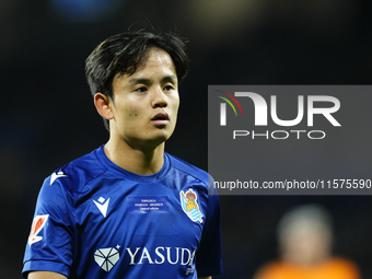 Takefusa Kubo right winger of Real Sociedad and Japan during the La Liga match between Real Sociedad de Futbol and Real Madrid CF at Reale A...