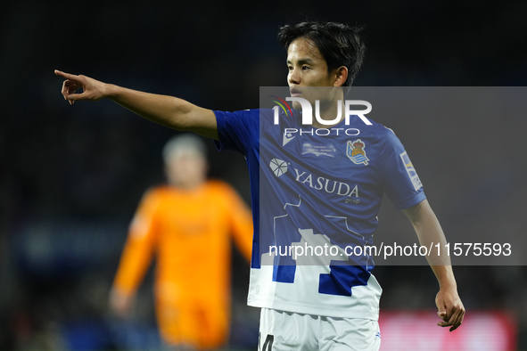 Takefusa Kubo right winger of Real Sociedad and Japan during the La Liga match between Real Sociedad de Futbol and Real Madrid CF at Reale A...