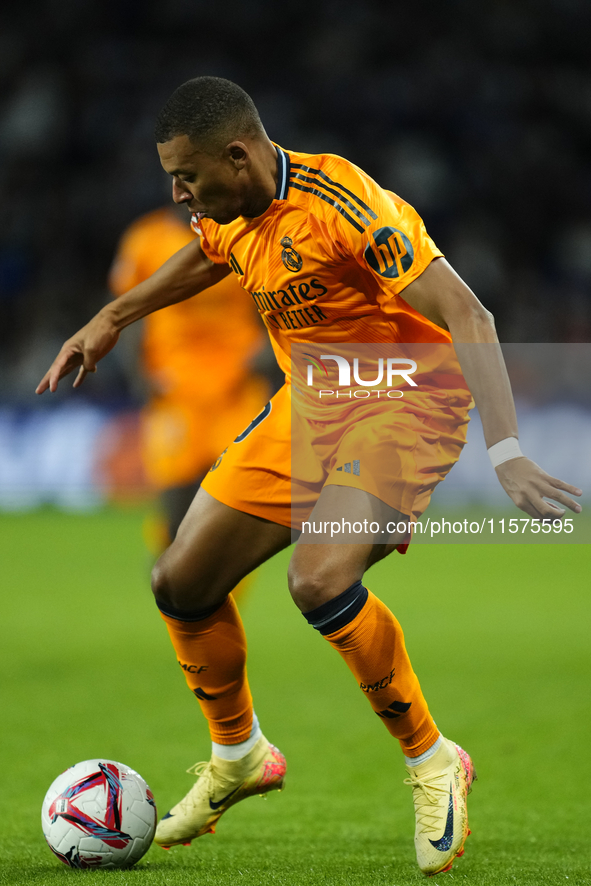 Kylian Mbappe centre-forward of Real Madrid and France during the La Liga match between Real Sociedad de Futbol and Real Madrid CF at Reale...