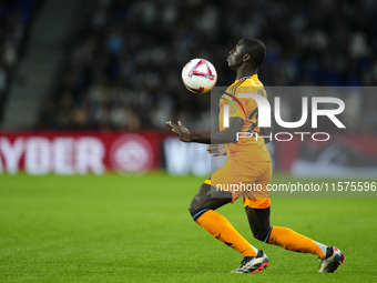 Ferland Mendy left-back of Real Madrid and France controls the ball during the La Liga match between Real Sociedad de Futbol and Real Madrid...