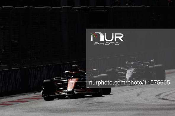 Lando Norris of McLaren during the Formula 1 Grand Prix of Azerbaijan at Baku City Circuit in Baku, Azerbaijan on September 15, 2024. 