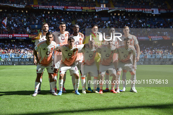 Starting XI of Roma during the Serie A ENILIVE 24/25 match between Genoa CFC and AS Roma at Stadio Luigi Ferraris in Genova, Italy, on [spec...