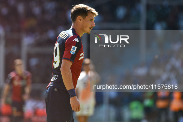 Andrea Pinamonti of Genoa during the Serie A ENILIVE 24/25 match between Genoa CFC and AS Roma at Stadio Luigi Ferraris in Genova, Italy, on...