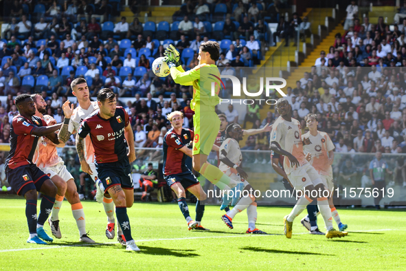 Mile Svilar of Roma is in action during the Serie A ENILIVE 24/25 match between Genoa CFC and AS Roma at Stadio Luigi Ferraris in Genova, It...