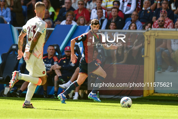 Aaron Martin of Genoa during the Serie A ENILIVE 24/25 match between Genoa CFC and AS Roma at Stadio Luigi Ferraris in Genoa, Italy, on [Mon...