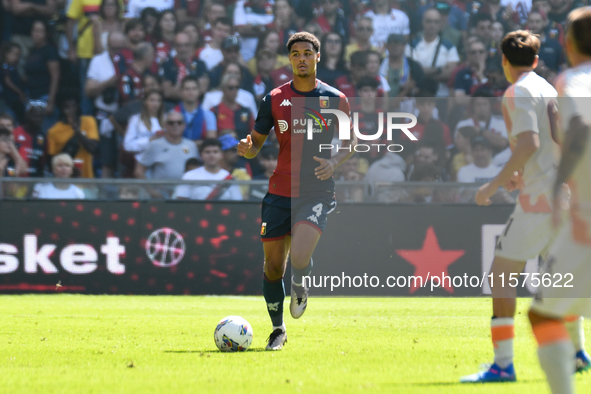 #4 Koni De Winter of Genoa in action during the Serie A ENILIVE 24/25 match between Genoa CFC and AS Roma at Stadio Luigi Ferraris in Genova...