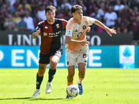 Nicolo Pisilli is in action during the Serie A ENILIVE 24/25 match between Genoa CFC and AS Roma at Stadio Luigi Ferraris in Genova, Italy (