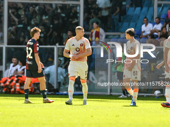 Artem Dobvik celebrates scoring his team's first goal to make the score 0-1 during the Serie A ENILIVE 24/25 match between Genoa CFC and AS...