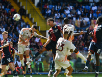 Koni De Winter of Genoa scores his team's first goal to make the score 1-1 during the Serie A ENILIVE 24/25 match between Genoa CFC and AS R...