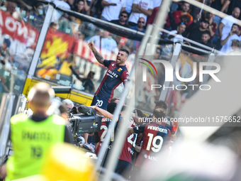 Genoa CFC celebrates scoring the team's first goal to make the score 1-1 during the Serie A ENILIVE 24/25 match between Genoa CFC and AS Rom...