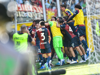 Genoa CFC celebrates scoring the team's first goal to make the score 1-1 during the Serie A ENILIVE 24/25 match between Genoa CFC and AS Rom...