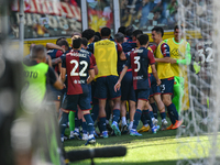 Genoa CFC celebrates scoring the team's first goal to make the score 1-1 during the Serie A ENILIVE 24/25 match between Genoa CFC and AS Rom...