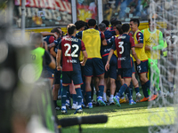 Genoa CFC celebrates scoring the team's first goal to make the score 1-1 during the Serie A ENILIVE 24/25 match between Genoa CFC and AS Rom...