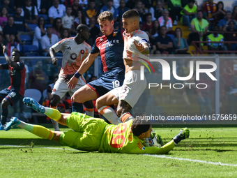 Mile Svilar of Roma plays during the Serie A match between Genoa CFC and AS Roma at Stadio Luigi Ferraris in Genova, Italy, on September 24,...