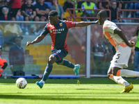 Caleb Ekuban of Genoa attempts to score during the Serie A ENILIVE 24/25 match between Genoa CFC and AS Roma at Stadio Luigi Ferraris in Gen...