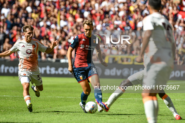 Bohinen of Genoa passes the ball during the Serie A ENILIVE 24/25 match between Genoa CFC and AS Roma at Stadio Luigi Ferraris in Genova, It...